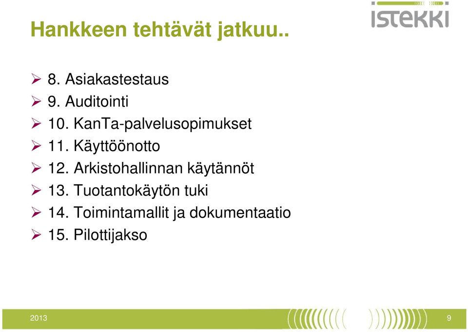 Käyttöönotto 12. Arkistohallinnan käytännöt 13.