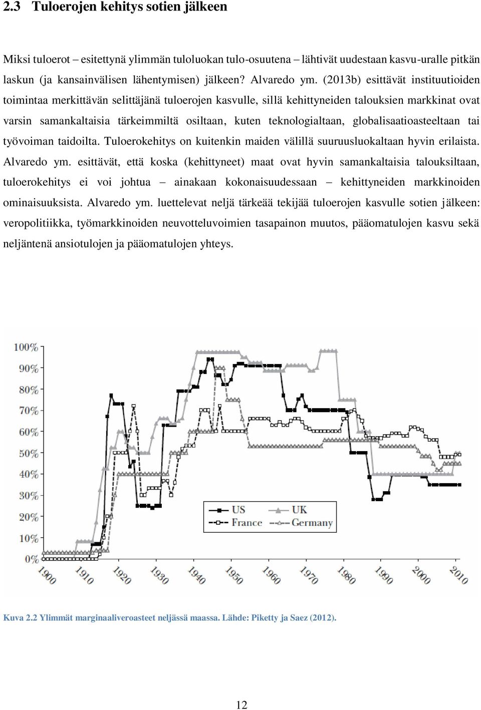 teknologialtaan, globalisaatioasteeltaan tai työvoiman taidoilta. Tuloerokehitys on kuitenkin maiden välillä suuruusluokaltaan hyvin erilaista. Alvaredo ym.