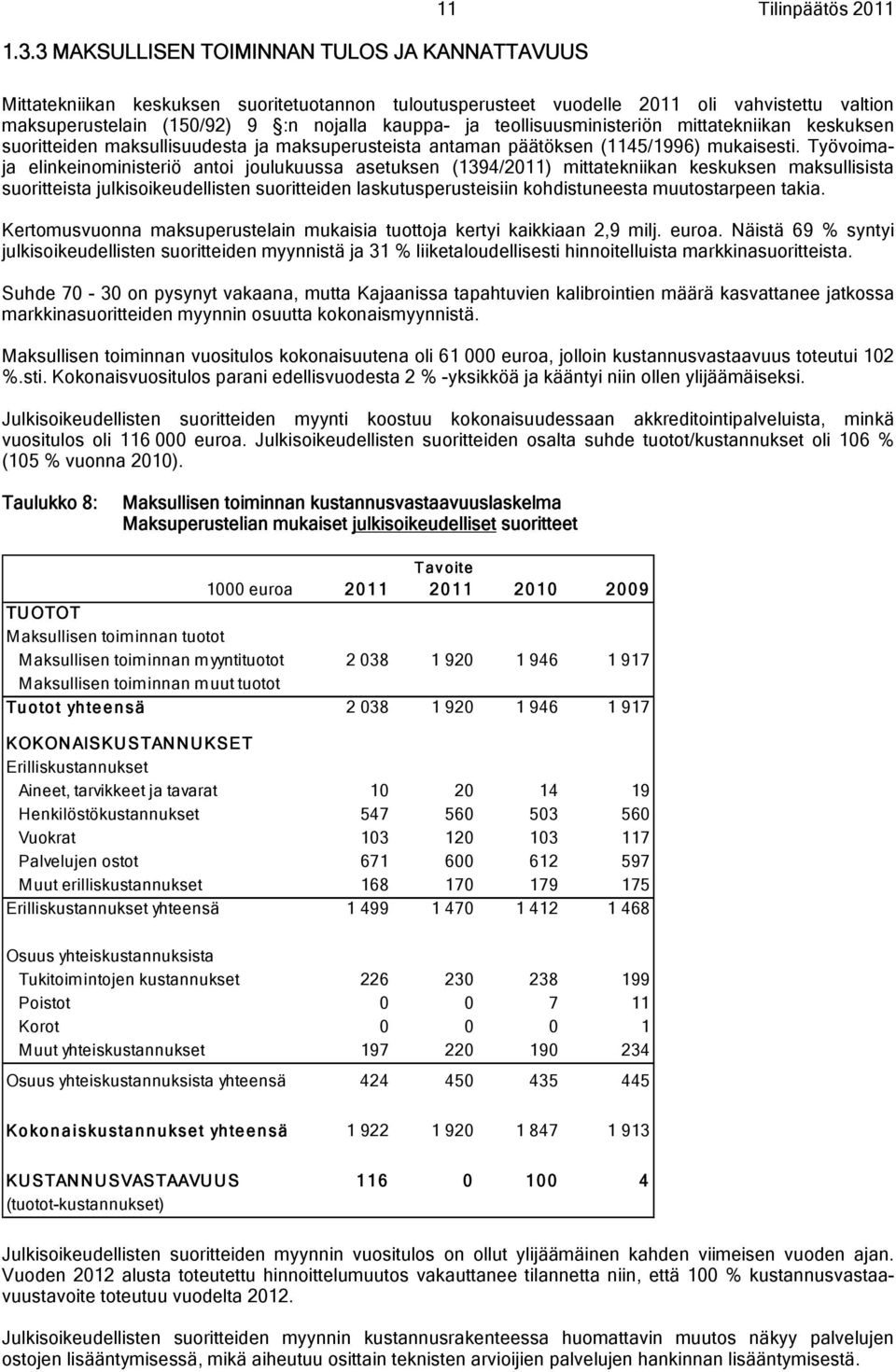 Työvoimaja elinkeinoministeriö antoi joulukuussa asetuksen (1394/2011) mittatekniikan keskuksen maksullisista suoritteista julkisoikeudellisten suoritteiden laskutusperusteisiin kohdistuneesta