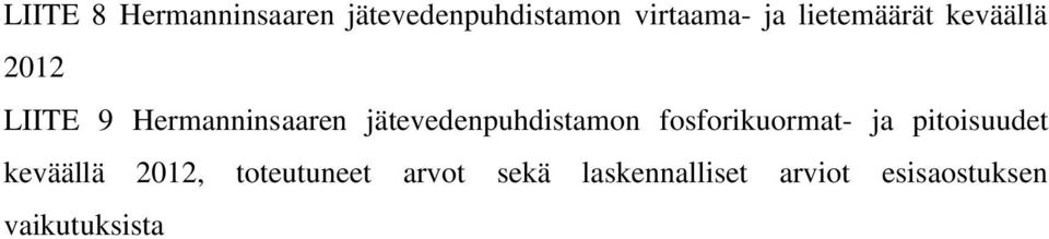 jätevedenpuhdistamon fosforikuormat- ja pitoisuudet keväällä