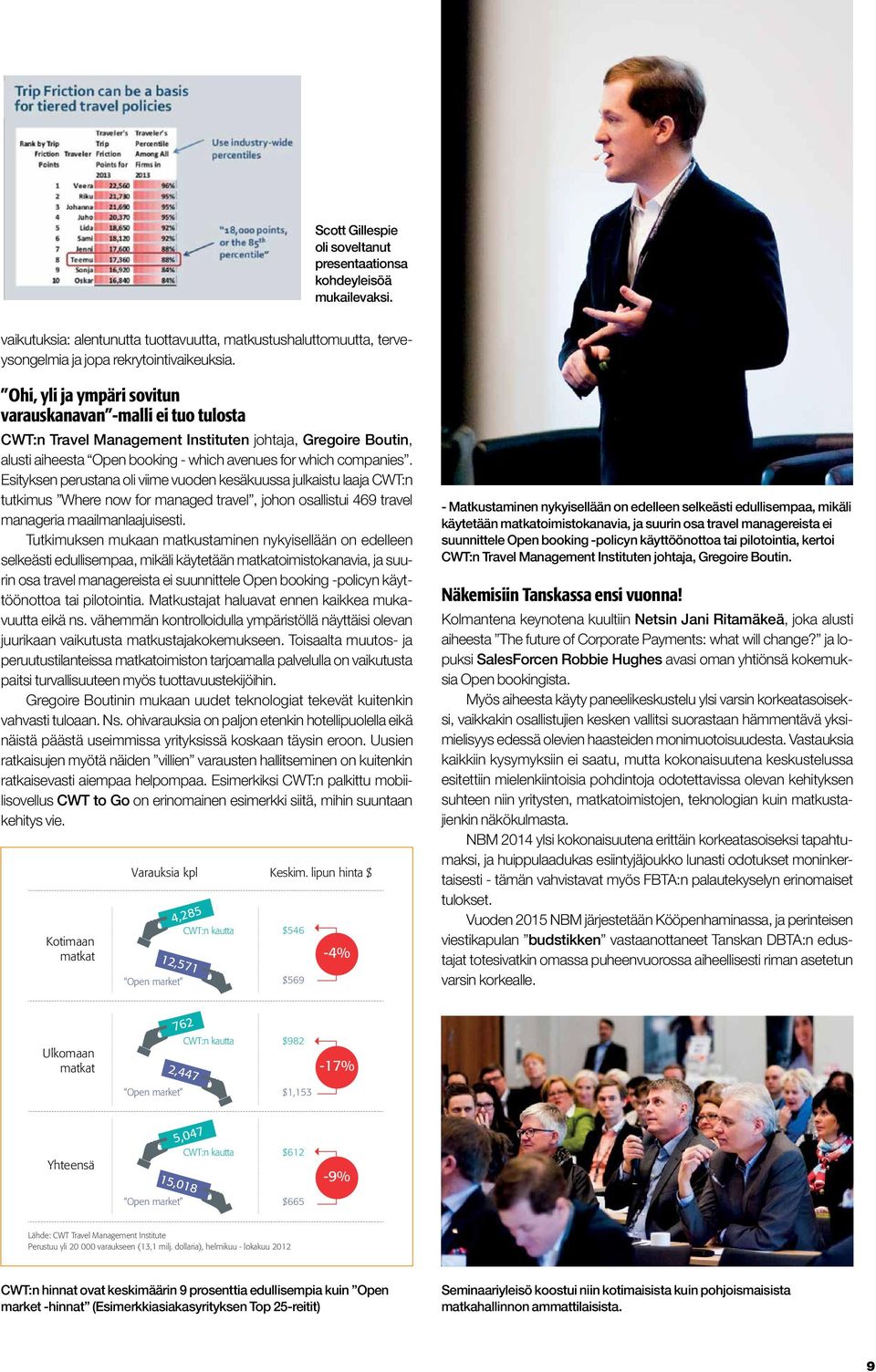 Esityksen perustana oli viime vuoden kesäkuussa julkaistu laaja CWT:n tutkimus Where now for managed travel, johon osallistui 469 travel manageria maailmanlaajuisesti.