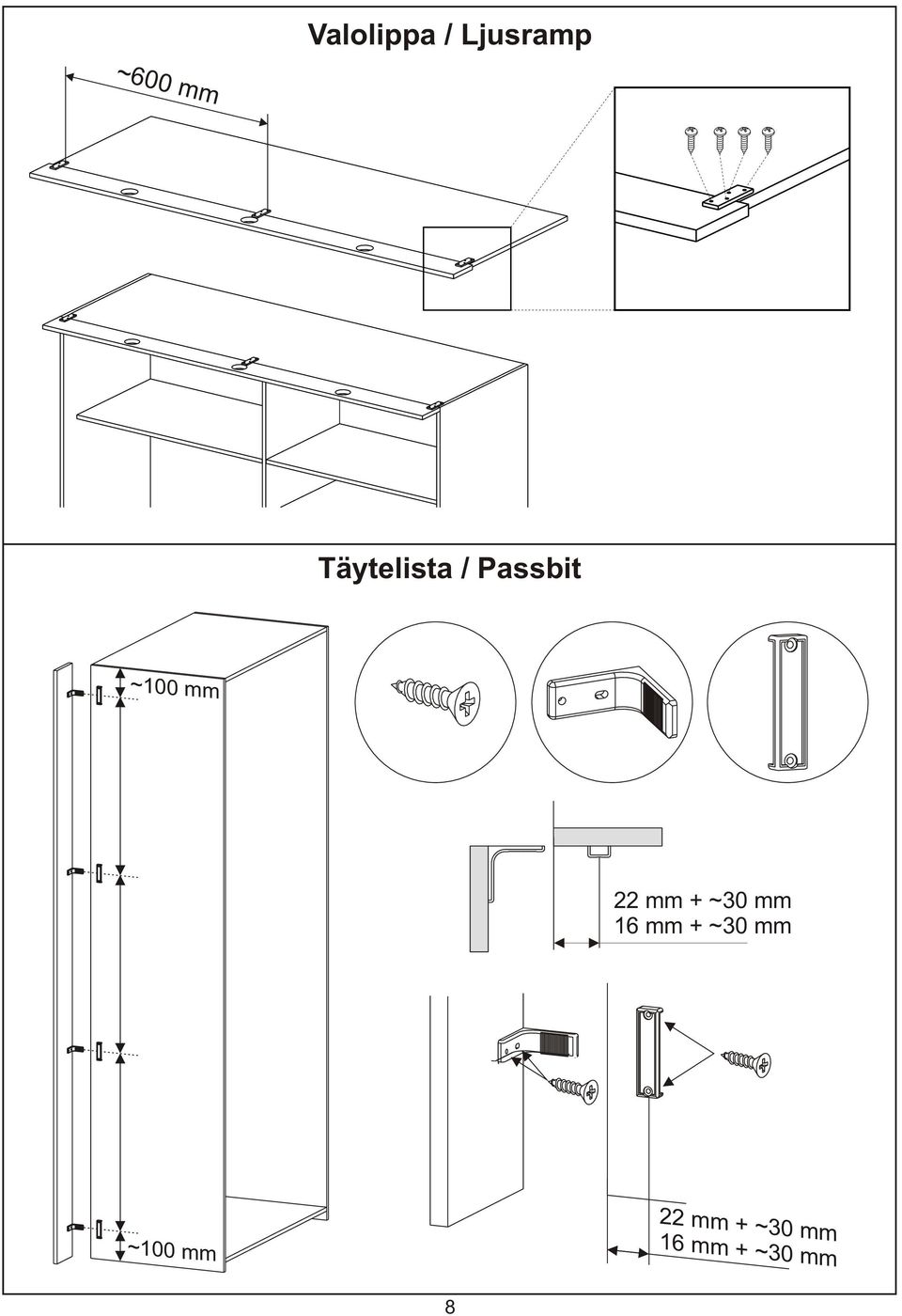 mm + ~30 mm 6 mm + ~30 mm ~00