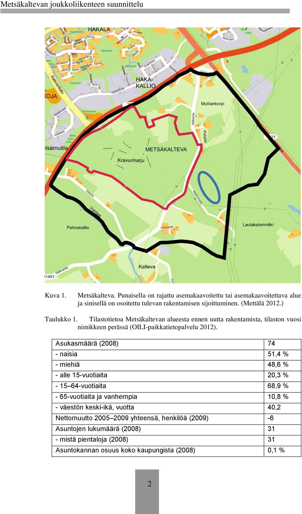 Asukasmäärä (2008) 74 - naisia 51,4 % - miehiä 48,6 % - alle 15-vuotiaita 20,3 % - 15 64-vuotiaita 68,9 % - 65-vuotiaita ja vanhempia 10,8 % - väestön