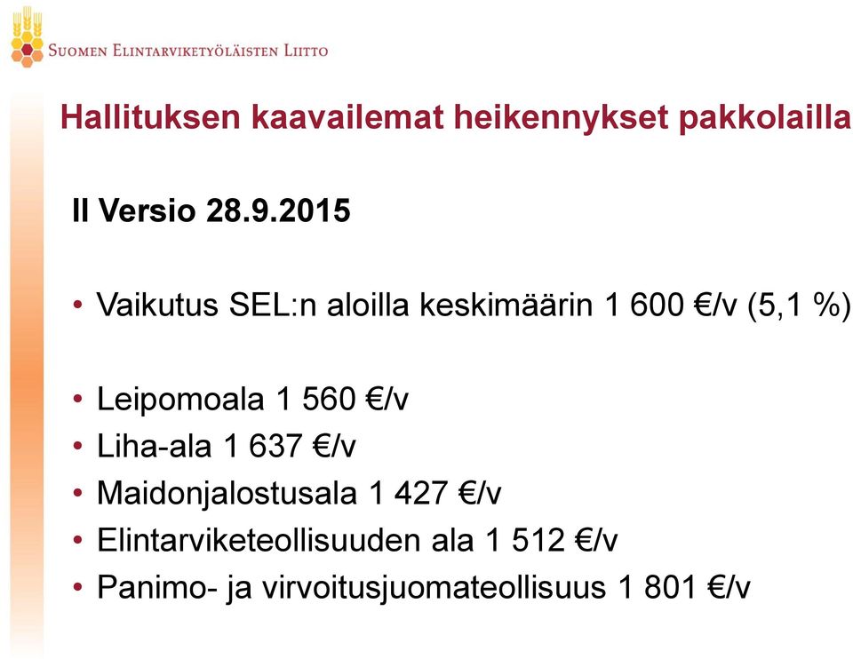 Leipomoala 1 560 /v Liha-ala 1 637 /v Maidonjalostusala 1 427 /v