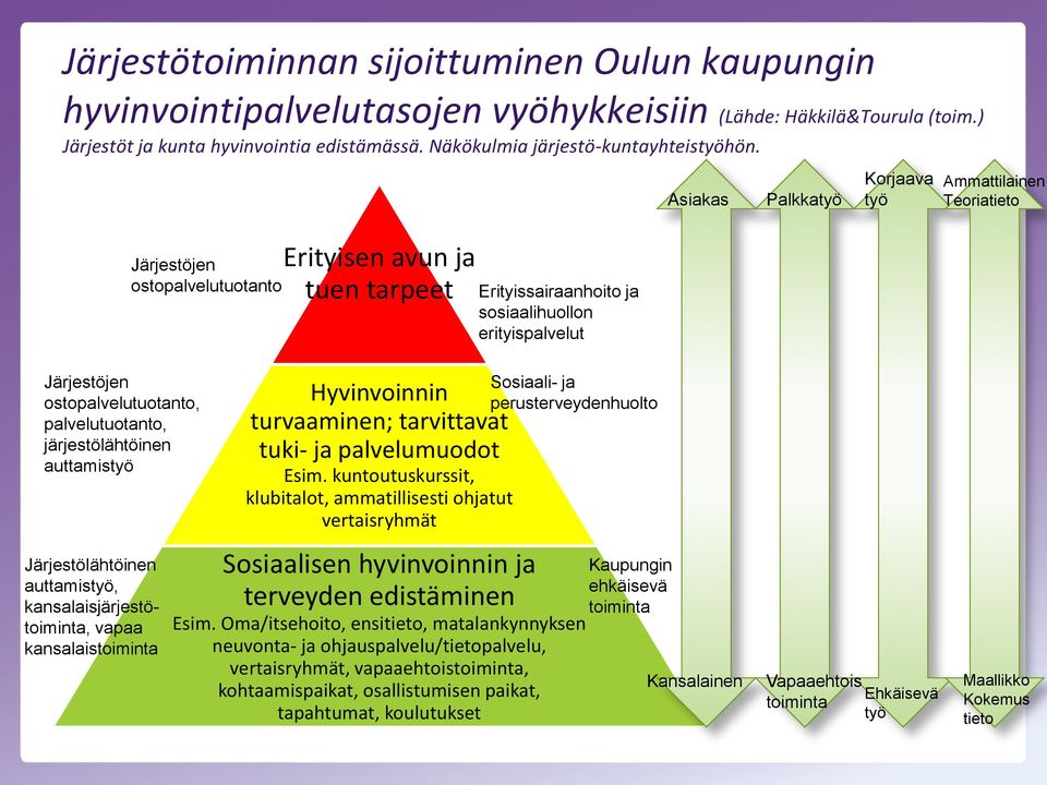 Järjestöjen ostopalvelutuotanto Erityisen avun ja tuen tarpeet Erityissairaanhoito ja sosiaalihuollon erityispalvelut Asiakas Palkkatyö Korjaava työ Ammattilainen Teoriatieto Järjestöjen