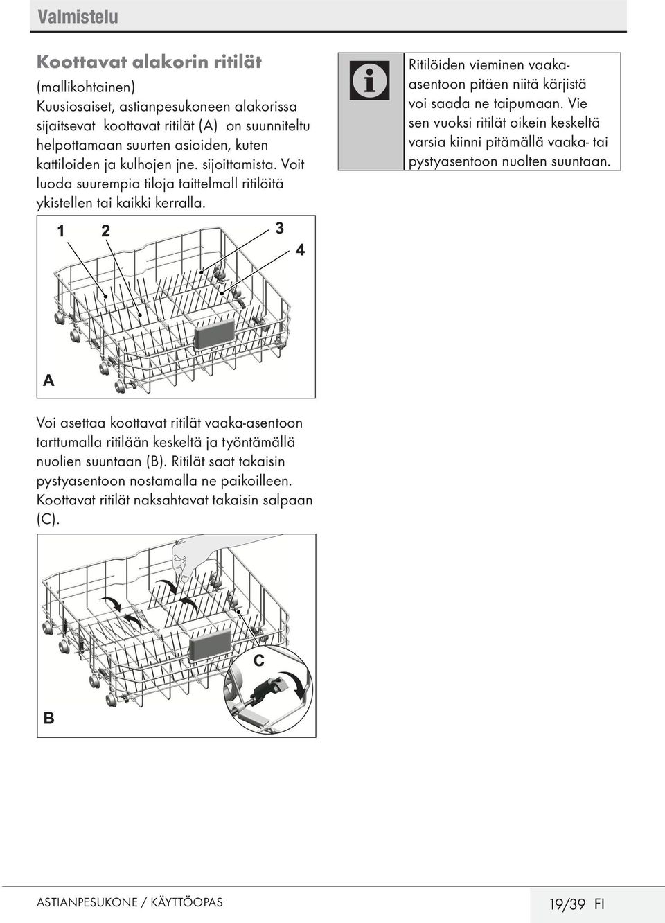 Ritilöiden vieminen vaakaasentoon pitäen niitä kärjistä voi saada ne taipumaan.