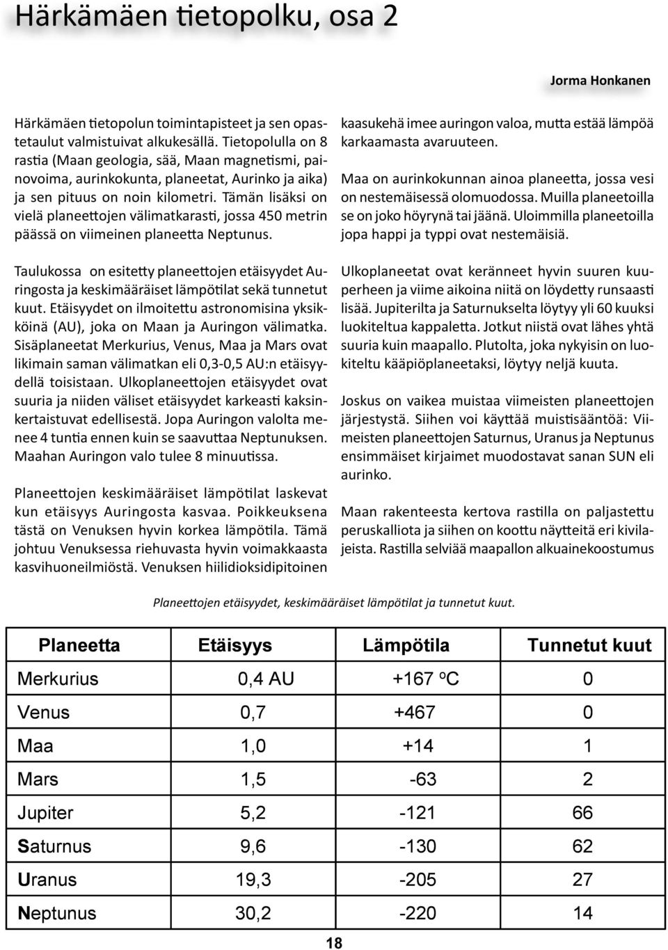 Tämän lisäksi on vielä planeettojen välimatkarasti, jossa 450 metrin päässä on viimeinen planeetta Neptunus.