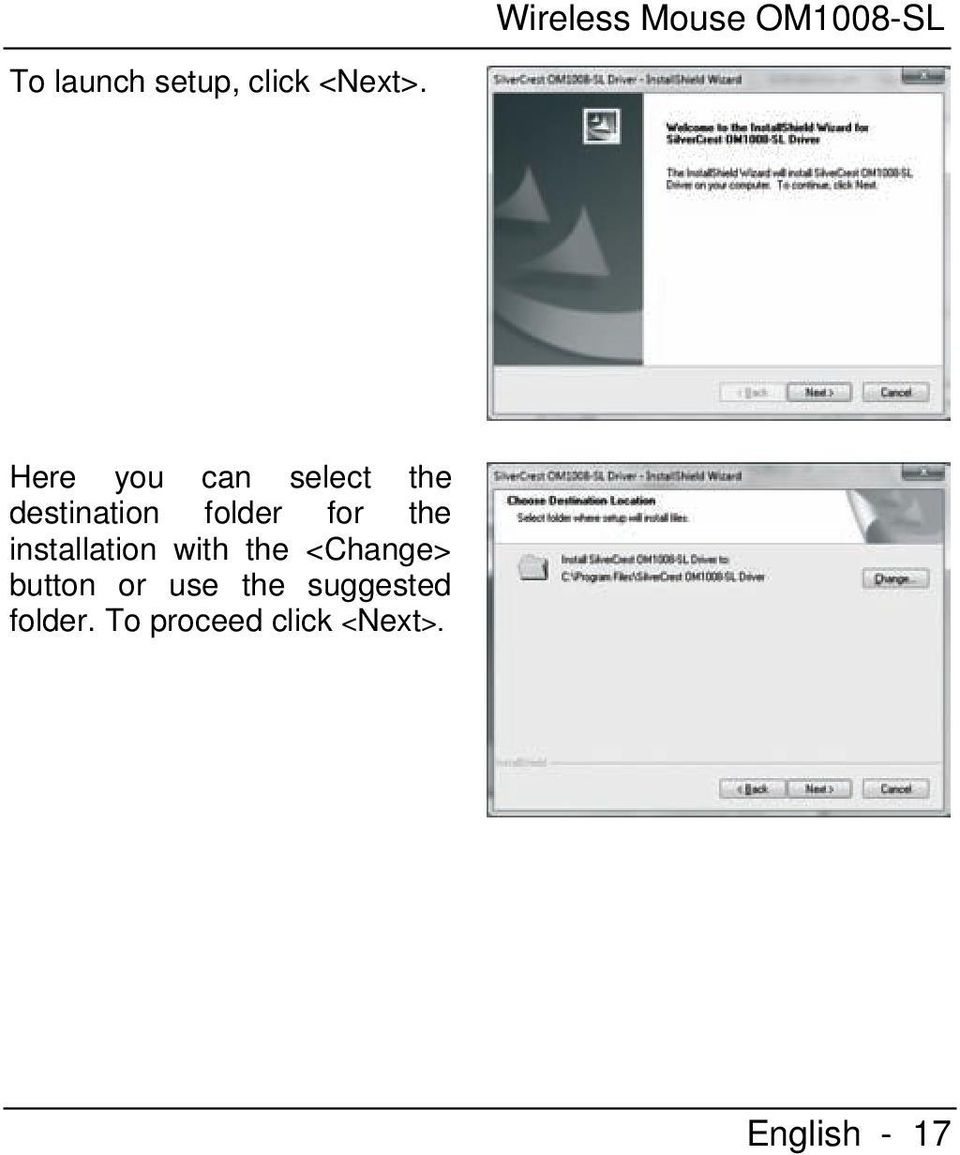 Here you can select the destination folder for the