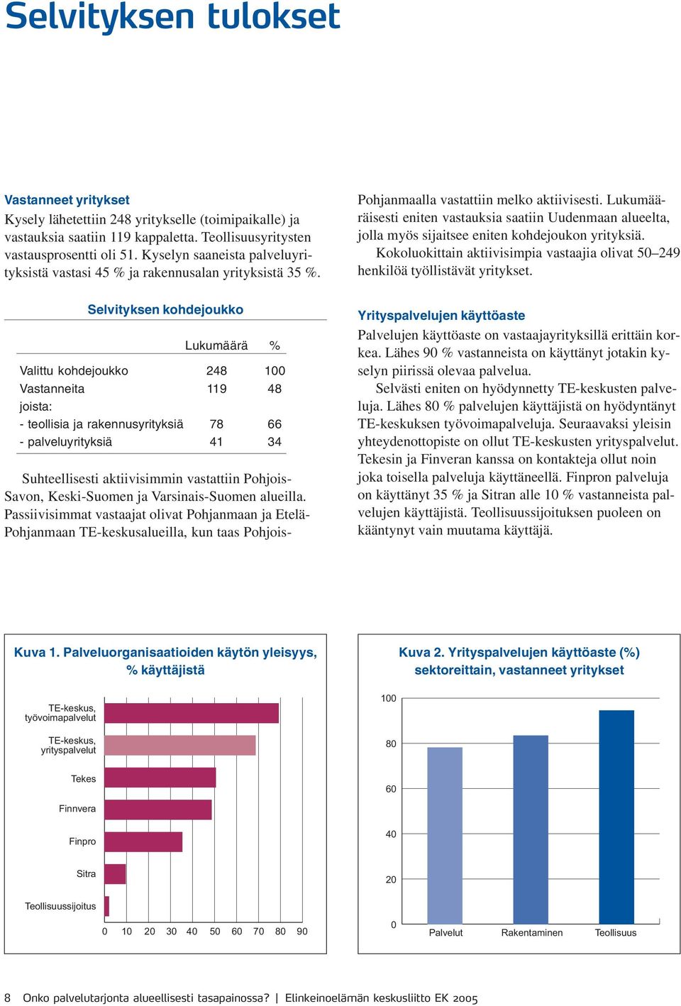 Lukumääräisesti eniten vastauksia saatiin Uudenmaan alueelta, jolla myös sijaitsee eniten kohdejoukon yrityksiä. Kokoluokittain aktiivisimpia vastaajia olivat 50 249 henkilöä työllistävät yritykset.