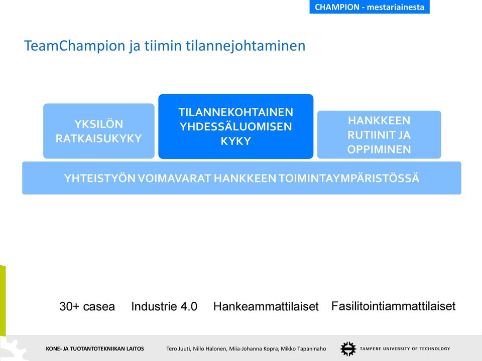 OPPIMINEN YHTEISTYÖN VOIMAVARAT HANKKEEN TOIMINTAYMPÄRISTÖSSÄ