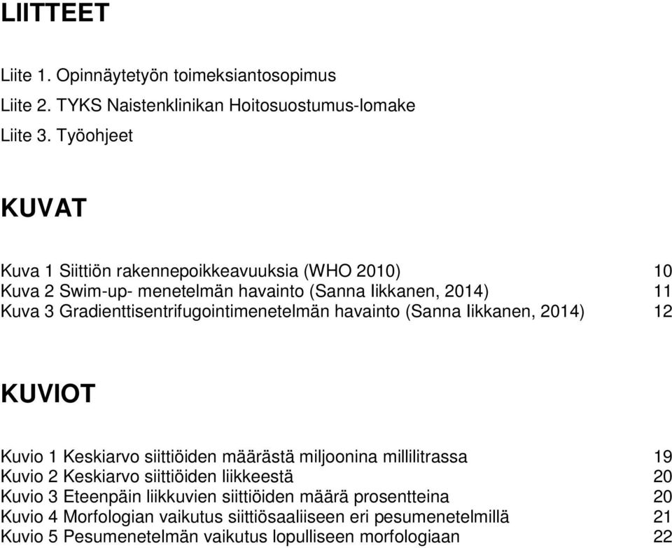 Gradienttisentrifugointimenetelmän havainto (Sanna Iikkanen, 2014) 12 KUVIOT Kuvio 1 Keskiarvo siittiöiden määrästä miljoonina millilitrassa 19 Kuvio 2