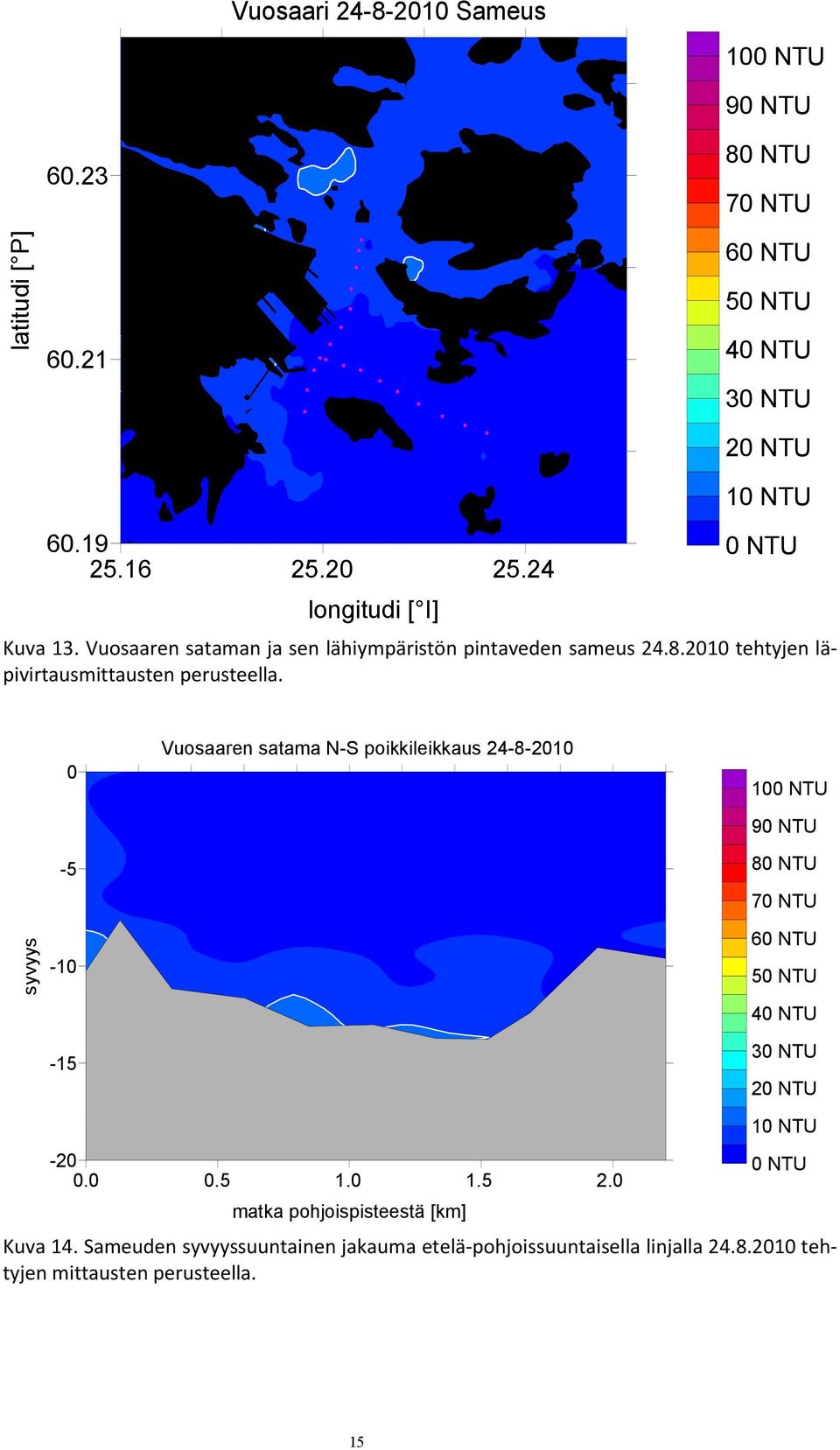 Vuosaaren satama N-S poikkileikkaus 24-8-21 1 NTU 9 NTU 8 NTU -5 syvyys 7 NTU 6 NTU -1 5 NTU 4 NTU 3 NTU -15 2 