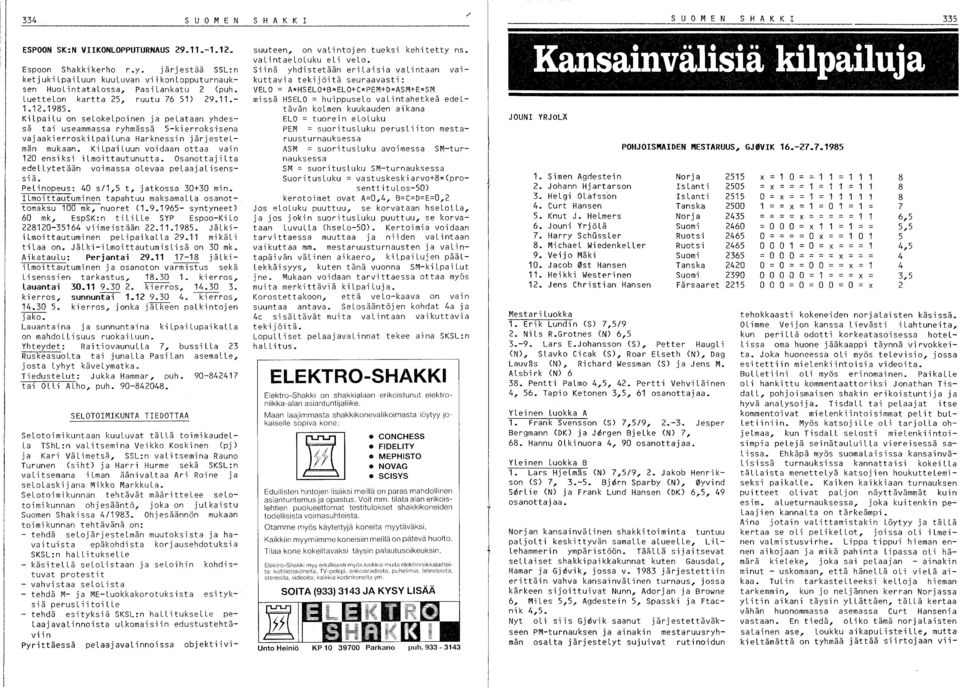 KiLpaiLuun voidaan ottaa vain 0 ensiksi ilmoittautunutta. OsanottajiLta edellytetään voimassa olevaa pelaajalisenssiä. Pelinopeus: 40 s/,5 t, jatkossa 0+0 min.