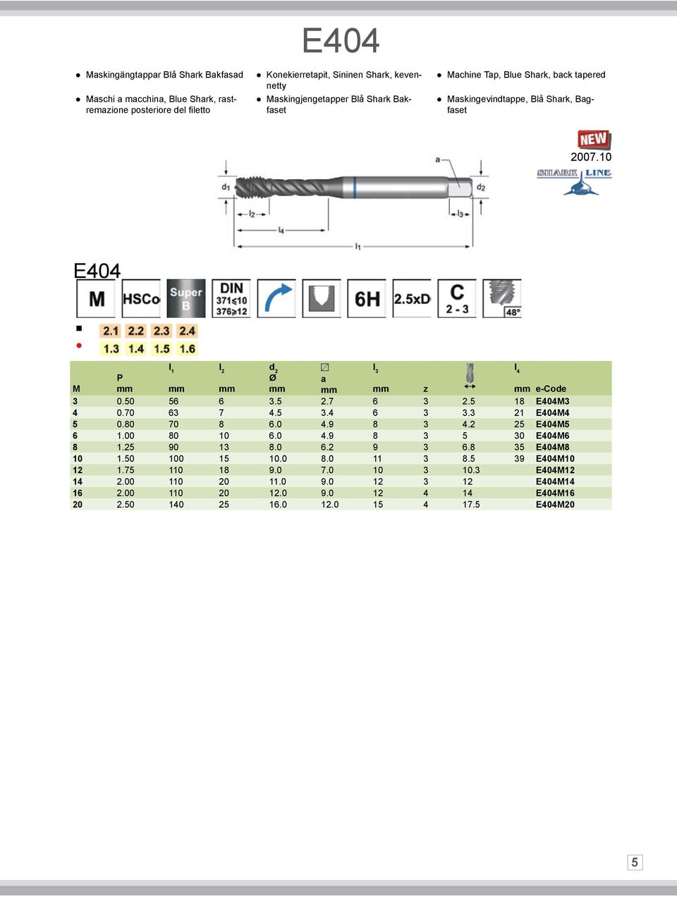 5 18 E404M3 4 0.70 63 7 4.5 3.4 6 3 3.3 21 E404M4 5 0.80 70 8 6.0 4.9 8 3 4.2 25 E404M5 6 1.00 80 10 6.0 4.9 8 3 5 30 E404M6 8 1.25 90 13 8.0 6.2 9 3 6.8 35 E404M8 10 1.50 100 15 10.