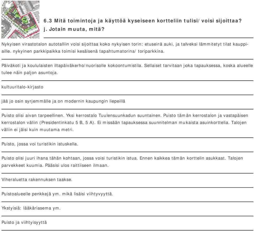 nykyinen parkkipaikka toimisi kesäisenä tapahtumatorina/ toriparkkina. Päiväkoti ja koululaisten iltapäiväkerho/nuorisolle kokoontumistila.