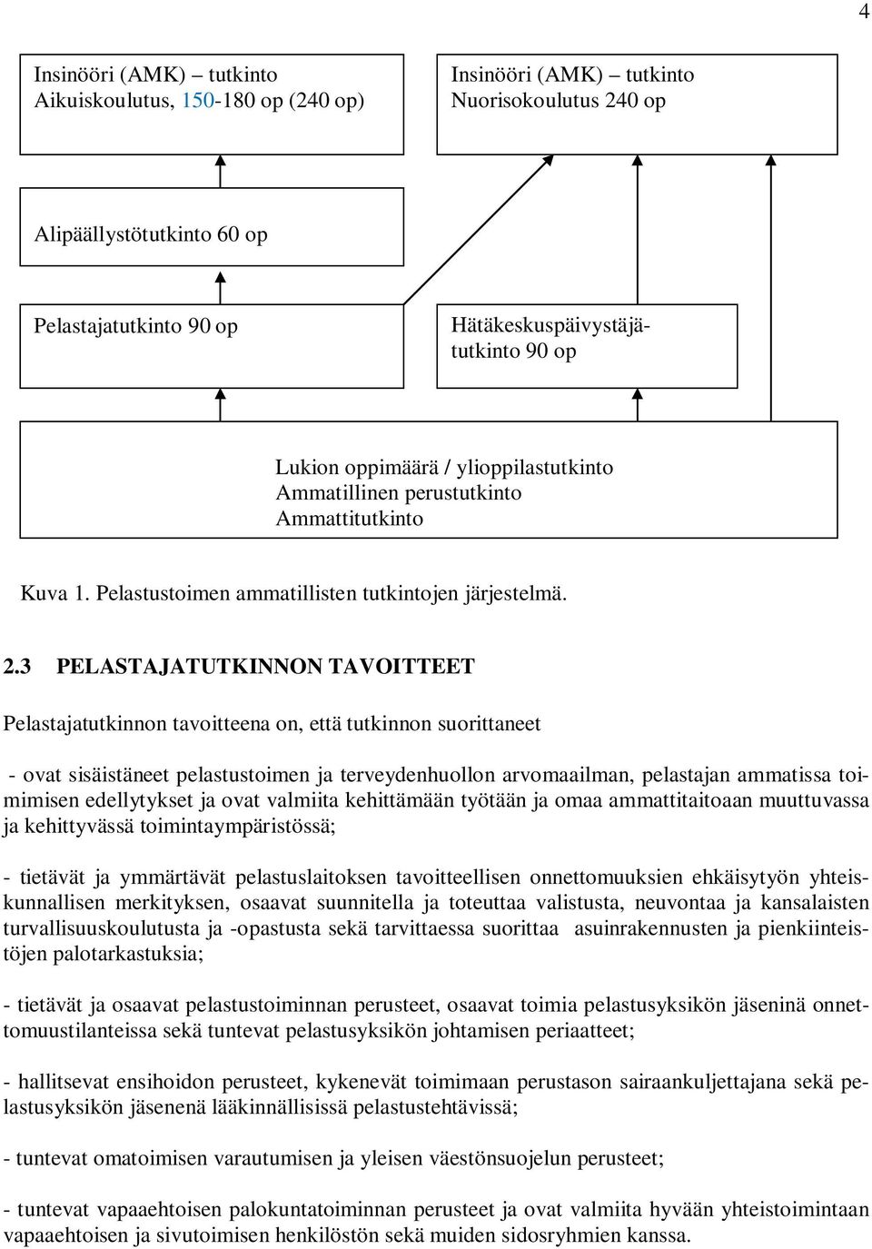 3 PELASTAJATUTKINNON TAVOITTEET Pelastajatutkinnon tavoitteena on, että tutkinnon suorittaneet - ovat sisäistäneet pelastustoimen ja terveydenhuollon arvomaailman, pelastajan ammatissa toimimisen