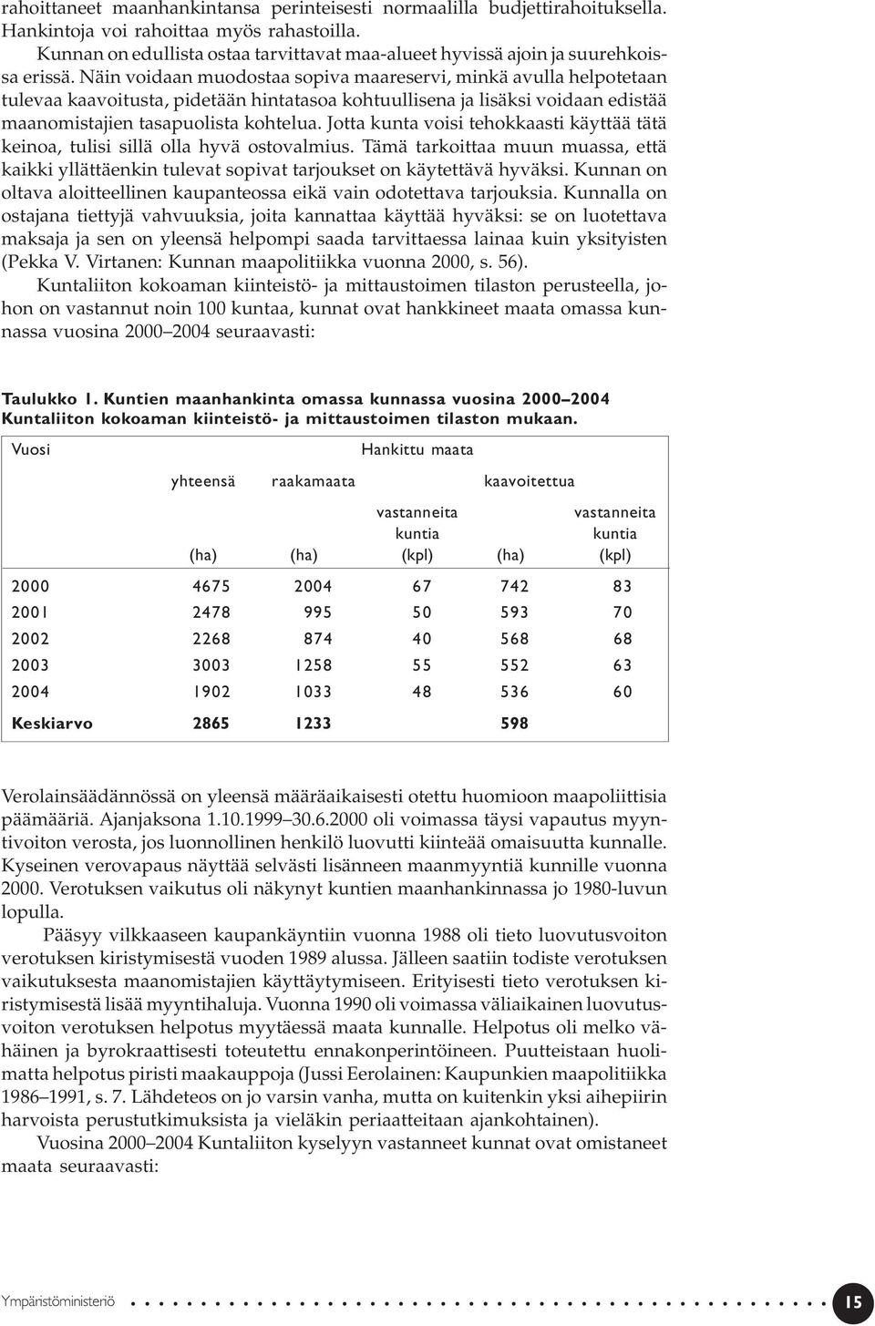 Näin voidaan muodostaa sopiva maareservi, minkä avulla helpotetaan tulevaa kaavoitusta, pidetään hintatasoa kohtuullisena ja lisäksi voidaan edistää maanomistajien tasapuolista kohtelua.