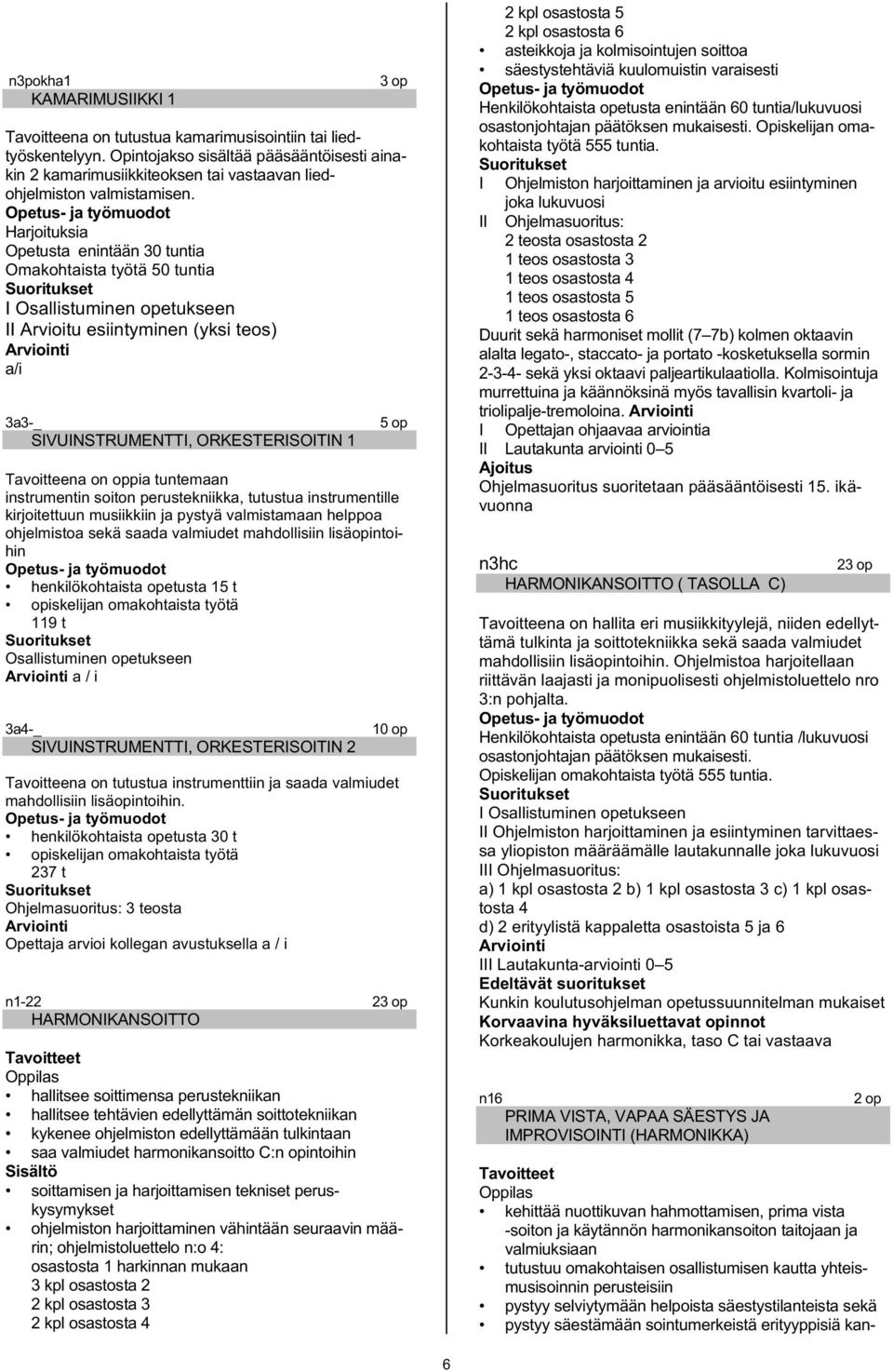 Harjoituksia Opetusta enintään 30 tuntia Omakohtaista työtä 50 tuntia I Osallistuminen opetukseen Arvioitu esiintyminen (yksi teos) a/i 3a3-_ SIVUINSTRUMENTTI, ORKESTERISOITIN 1 5 op Tavoitteena on