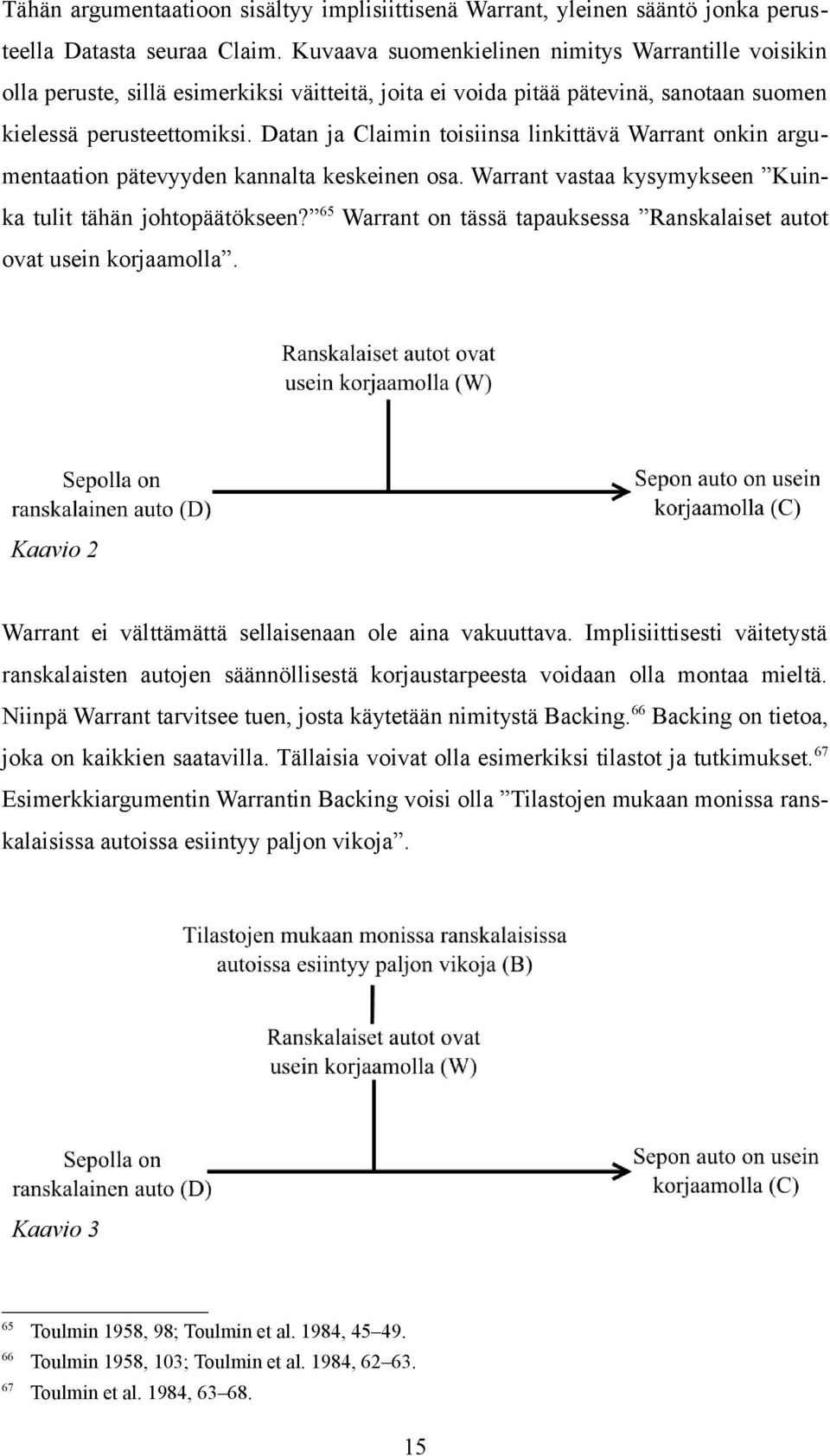 Datan ja Claimin toisiinsa linkittävä Warrant onkin argumentaation pätevyyden kannalta keskeinen osa. Warrant vastaa kysymykseen Kuinka tulit tähän johtopäätökseen?