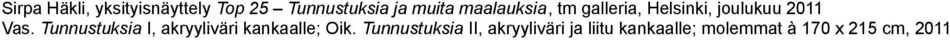 Tunnustuksia I, akryyliväri kankaalle; Oik.