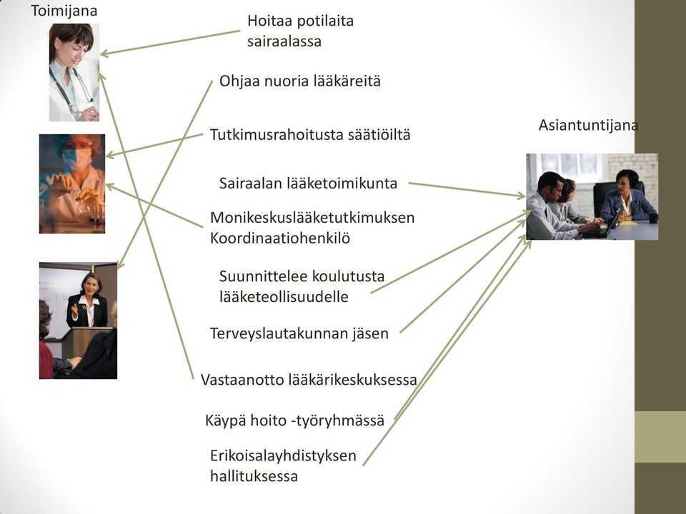 Koordinaatiohenkilö Suunnittelee koulutusta lääketeollisuudelle Terveyslautakunnan