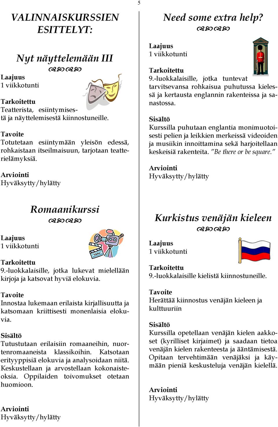 -luokkalaisille, jotka tuntevat tarvitsevansa rohkaisua puhutussa kielessä ja kertausta englannin rakenteissa ja sanastossa.