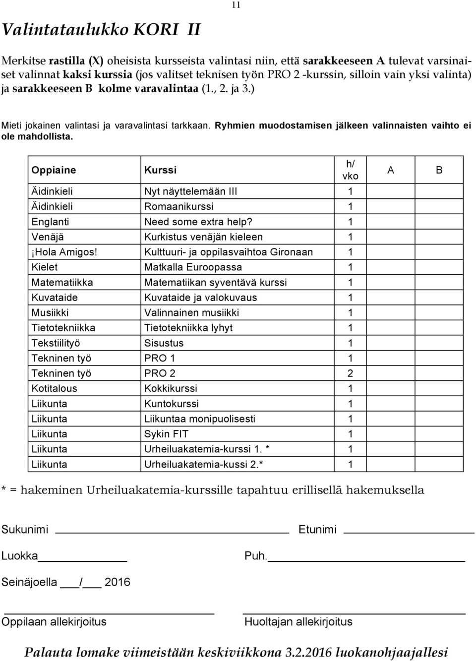 Oppiaine Kurssi Äidinkieli Nyt näyttelemään III 1 Äidinkieli Romaanikurssi 1 Englanti Need some extra help? 1 Venäjä Kurkistus venäjän kieleen 1 Hola Amigos!