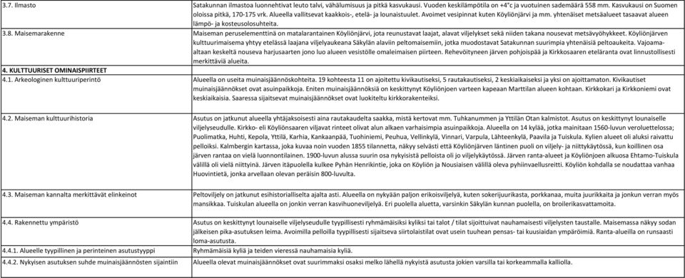 yhtenäiset metsäalueet tasaavat alueen lämpö- ja kosteusolosuhteita. 3.8.