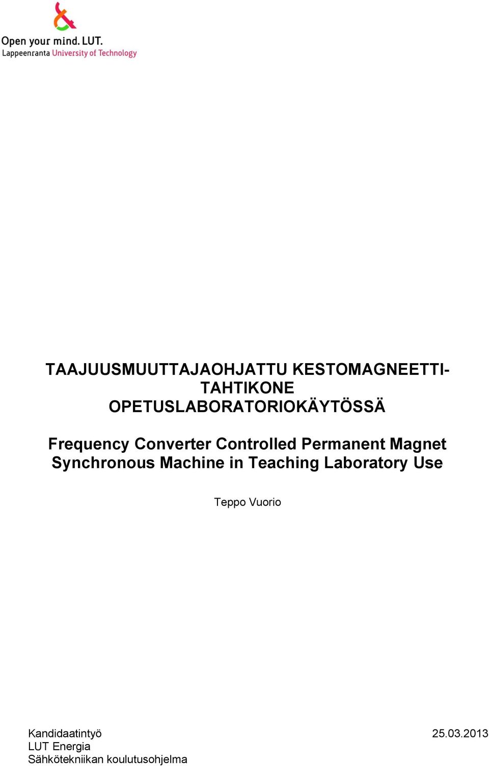 Permanent Magnet Synchronous Machine in Teaching Laboratory