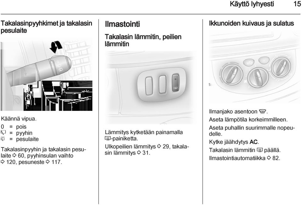 0 = pois e = pyyhin f = pesulaite Takalasinpyyhin ja takalasin pesulaite 3 60, pyyhinsulan vaihto 3 120, pesuneste 3 117.