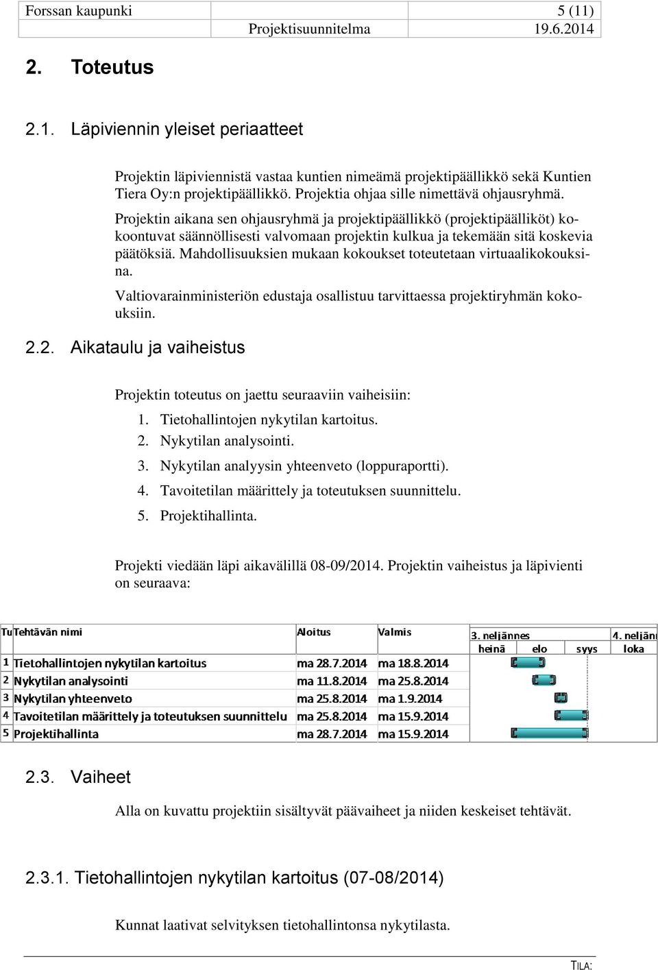 Projektin aikana sen ohjausryhmä ja projektipäällikkö (projektipäälliköt) kokoontuvat säännöllisesti valvomaan projektin kulkua ja tekemään sitä koskevia päätöksiä.