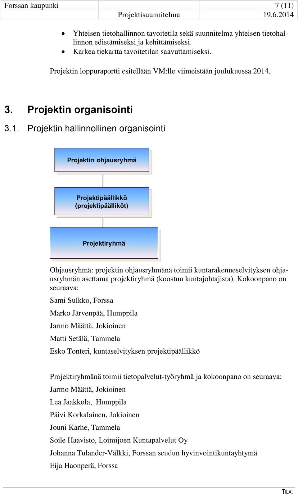 . 3. Projektin organisointi 3.1.