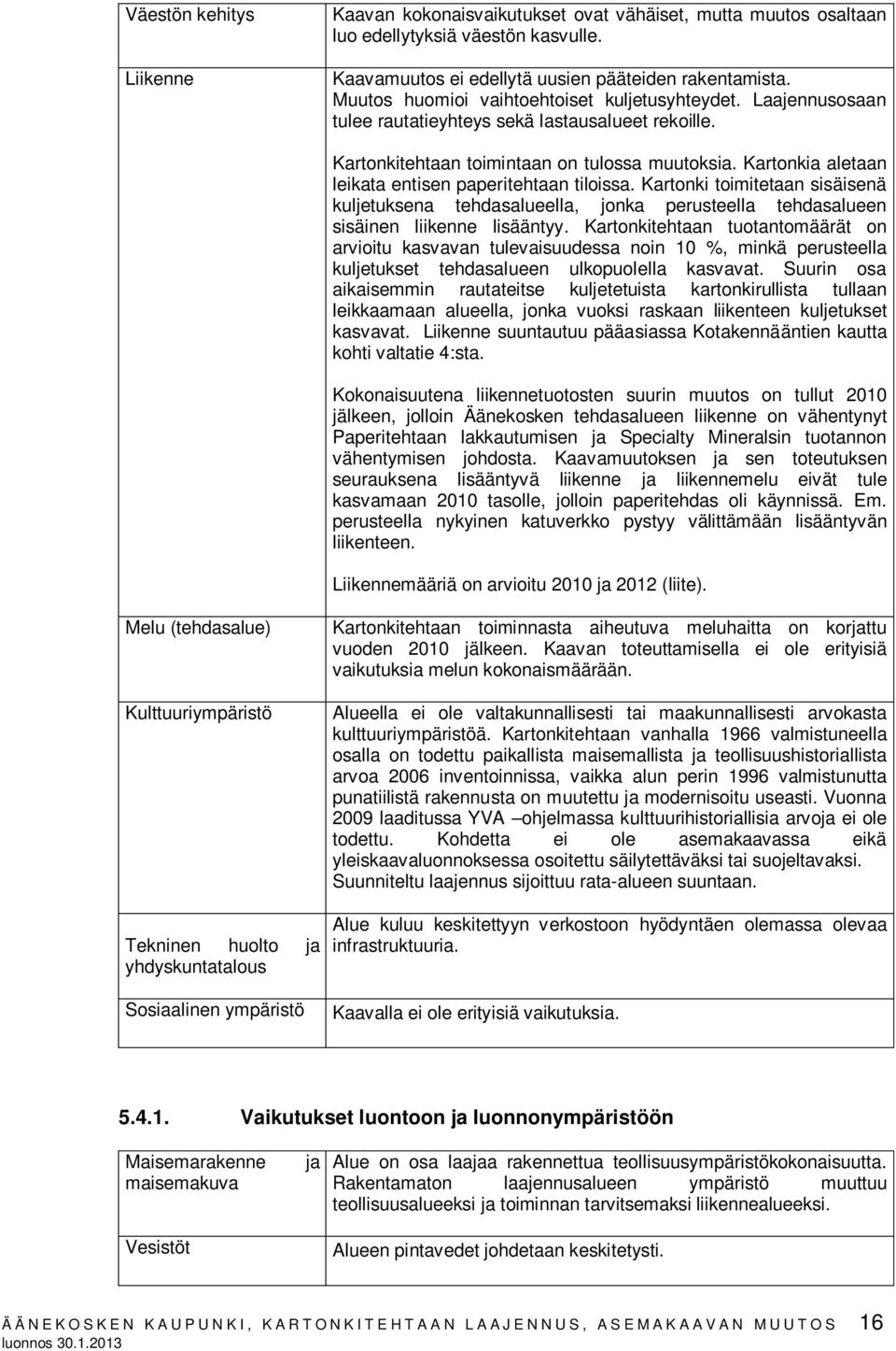 Kartonkia aletaan leikata entisen paperitehtaan tiloissa. Kartonki toimitetaan sisäisenä kuljetuksena tehdasalueella, jonka perusteella tehdasalueen sisäinen liikenne lisääntyy.