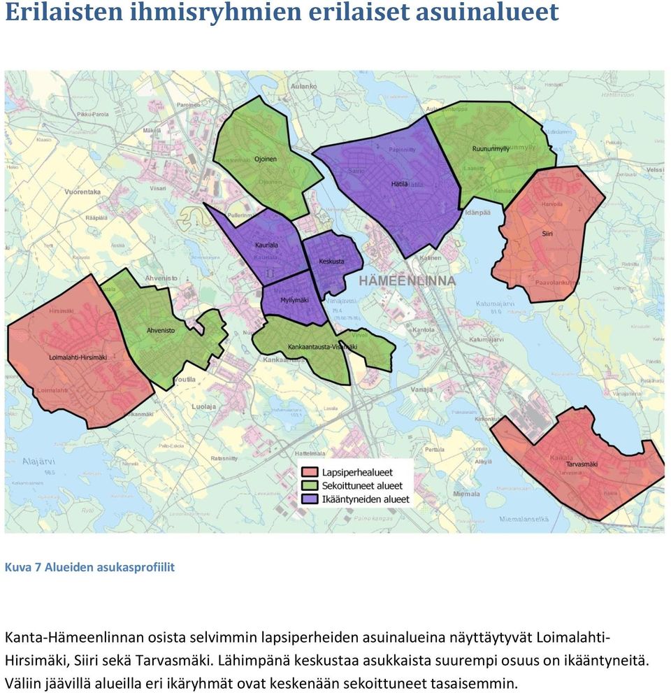 Loimalahti- Hirsimäki, Siiri sekä Tarvasmäki.