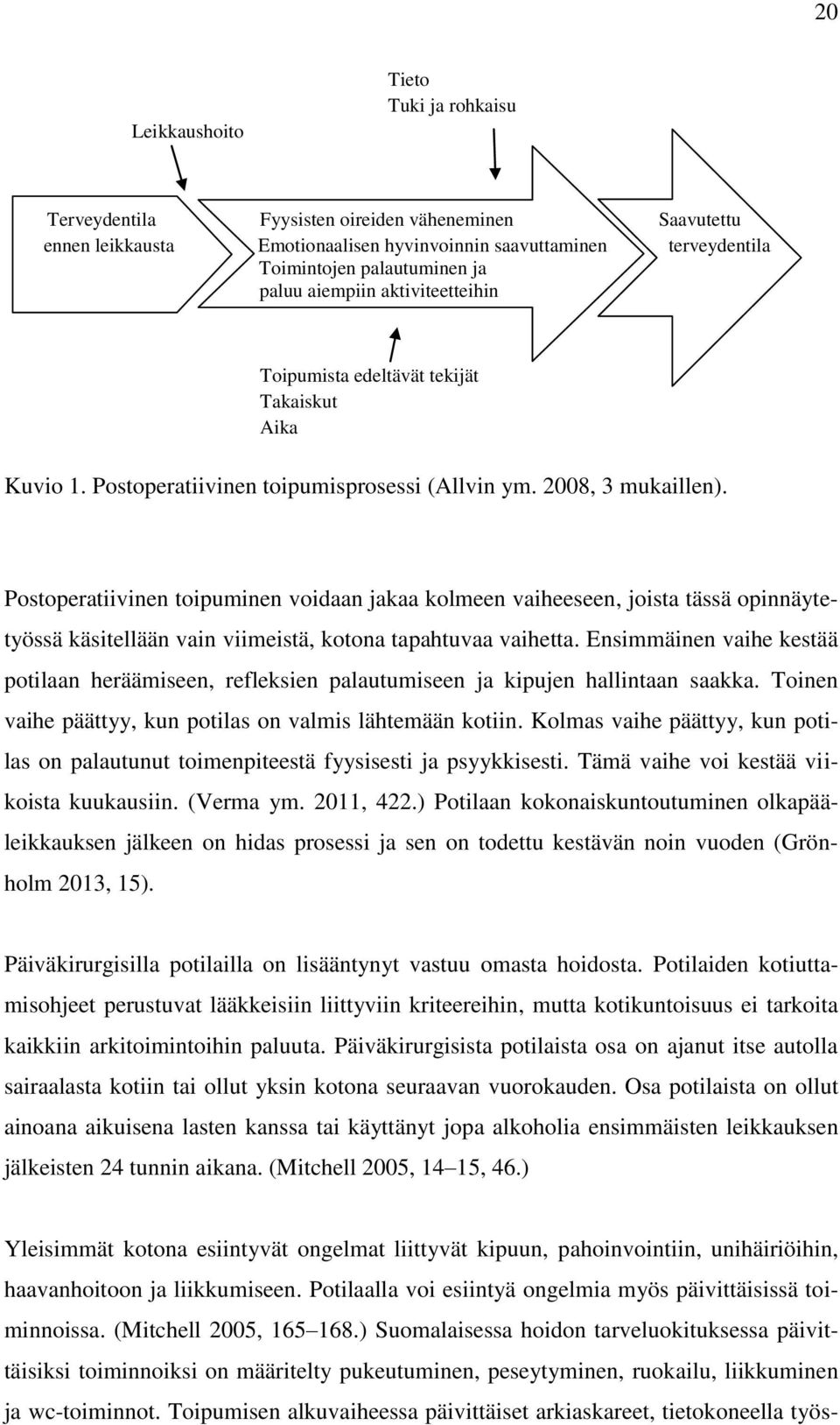 Postoperatiivinen toipuminen voidaan jakaa kolmeen vaiheeseen, joista tässä opinnäytetyössä käsitellään vain viimeistä, kotona tapahtuvaa vaihetta.