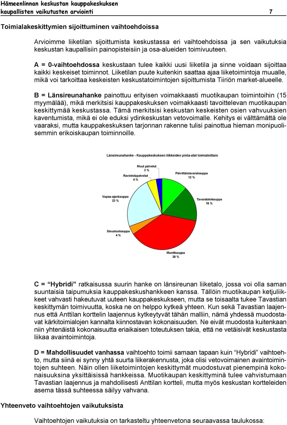 Liietilan puute uitenin saattaa ajaa liietoimintoja muualle, miä voi taroittaa eseisten esustatoimintojen sijoittumista Tiiriön ret-alueelle.