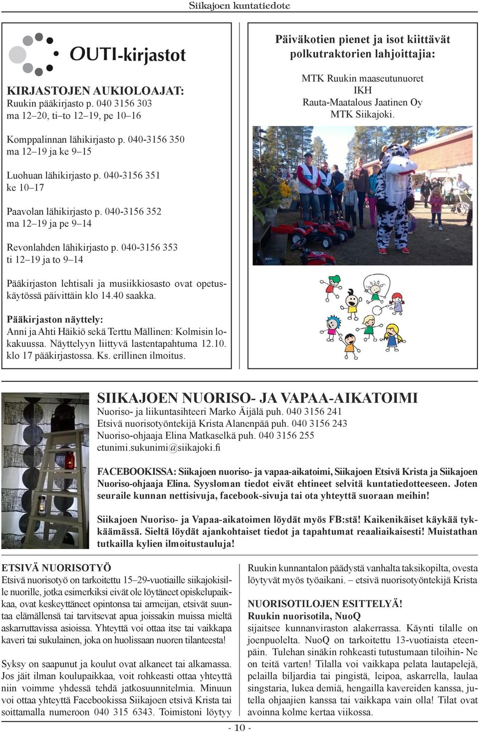 040-3156 350 ma 12 19 ja ke 9 15 Luohuan lähikirjasto p. 040-3156 351 ke 10 17 Paavolan lähikirjasto p. 040-3156 352 ma 12 19 ja pe 9 14 Revonlahden lähikirjasto p.