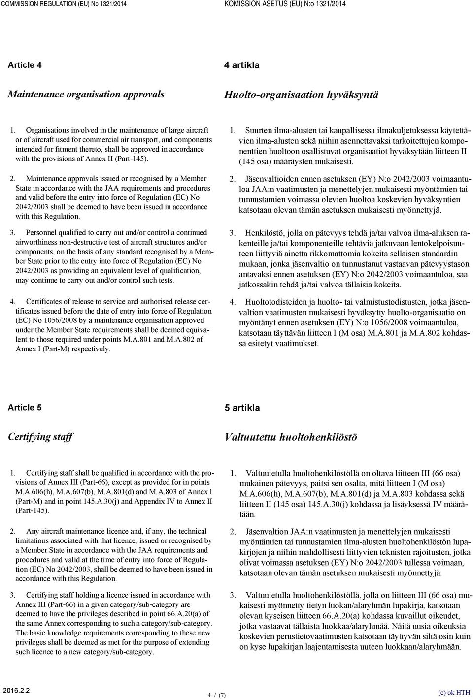 provisions of Annex II (Part-145). 2.