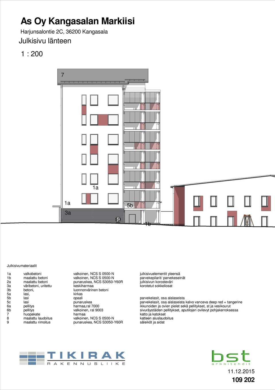 opaali parvekelasit, osa alalaseista 5c lasi punaruskea parvekelasit, osa alalaseista kalvo vanceva deep red + tangerine 6a pellitys harmaa,ral 7000 ikkunoiden ja ovien pielet sekä pellitykset, st ja