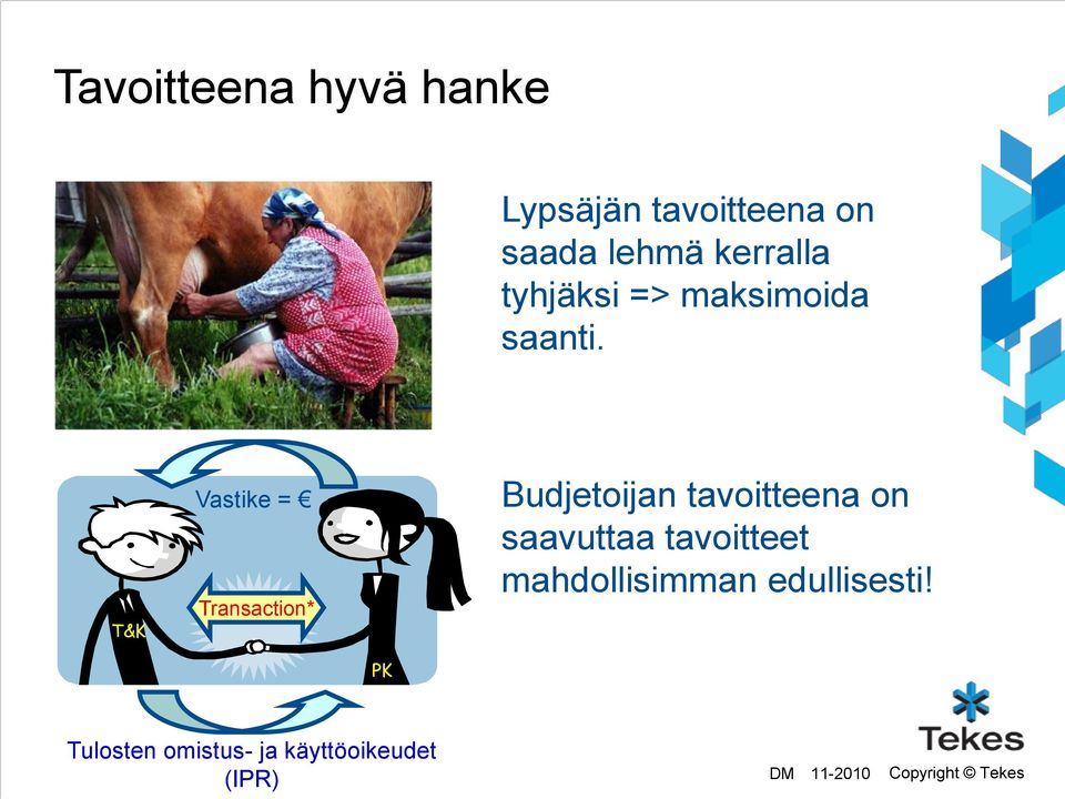 T&K Vastike = Transaction* Budjetoijan tavoitteena on saavuttaa