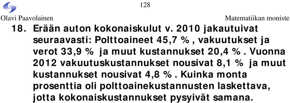 muut kustannukset 20,4 %.