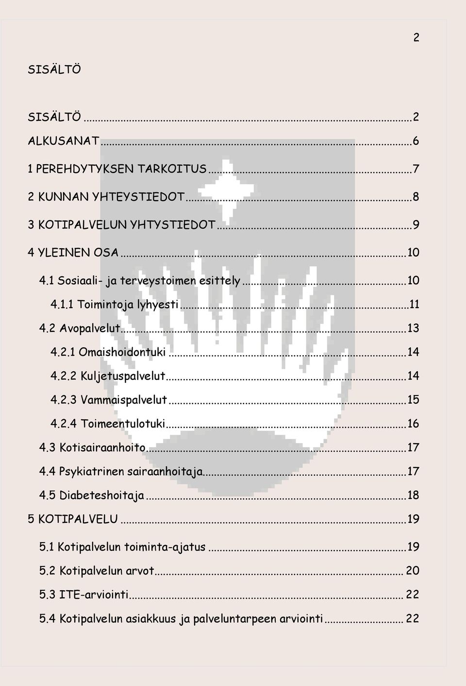 .. 15 4.2.4 Toimeentulotuki... 16 4.3 Kotisairaanhoito... 17 4.4 Psykiatrinen sairaanhoitaja... 17 4.5 Diabeteshoitaja... 18 5 KOTIPALVELU... 19 5.