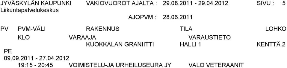 2012 SIVU : 5 KUOKKALAN GRANIITTI HALLI 1