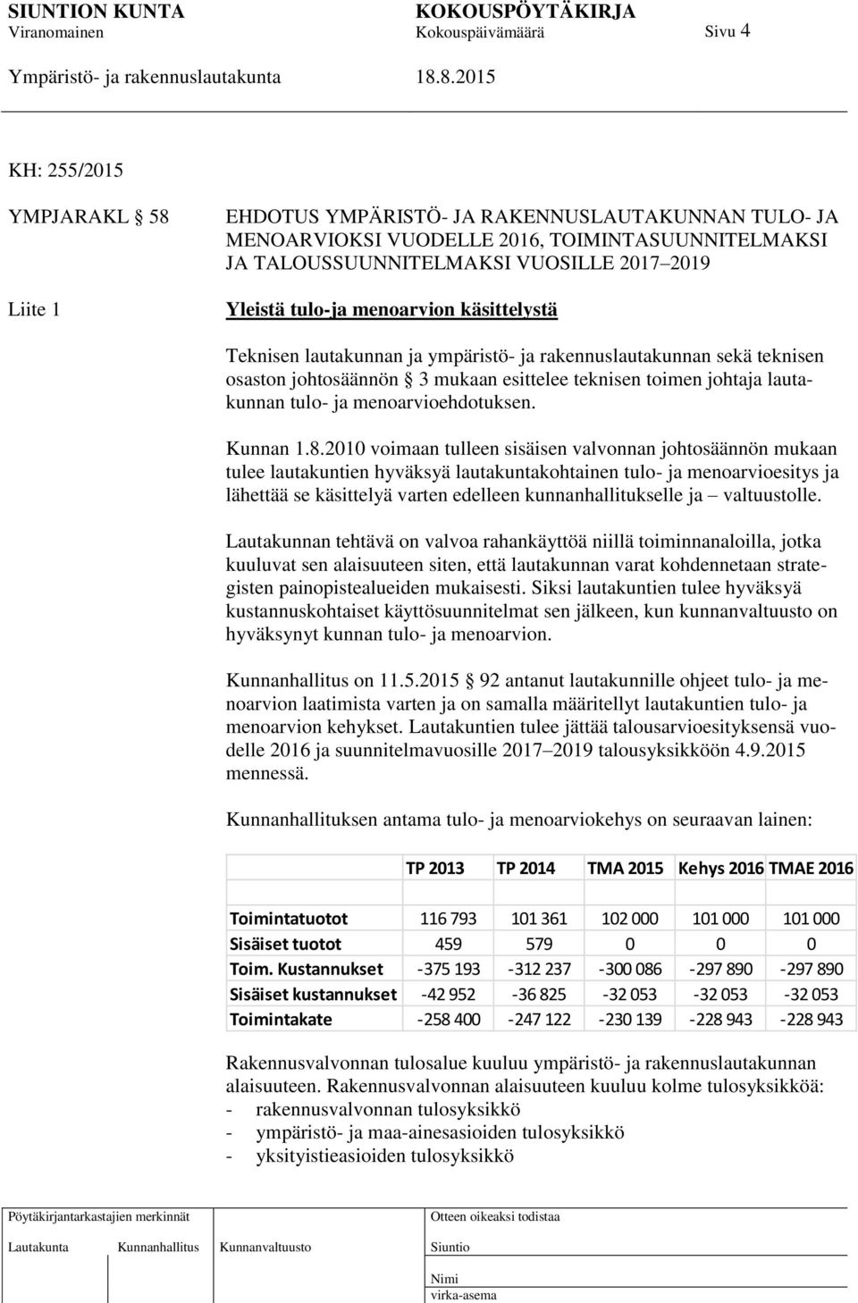 menoarvioehdotuksen. Kunnan 1.8.
