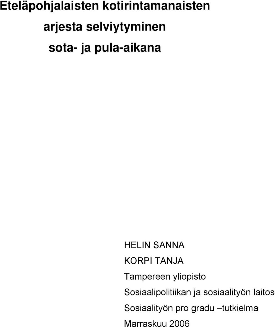 TANJA Tampereen yliopisto Sosiaalipolitiikan ja