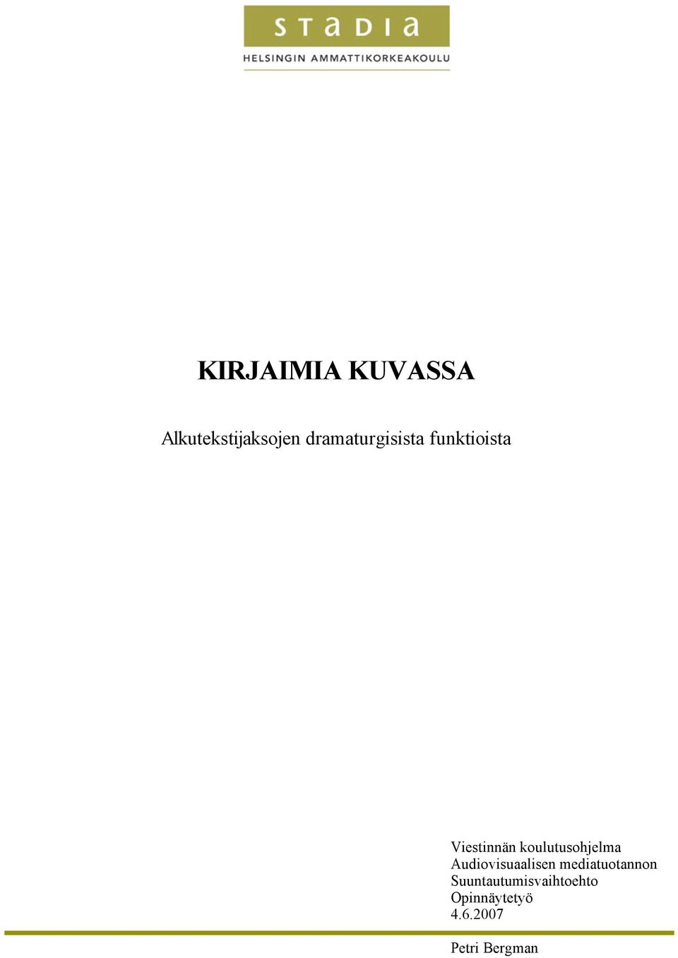 koulutusohjelma Audiovisuaalisen