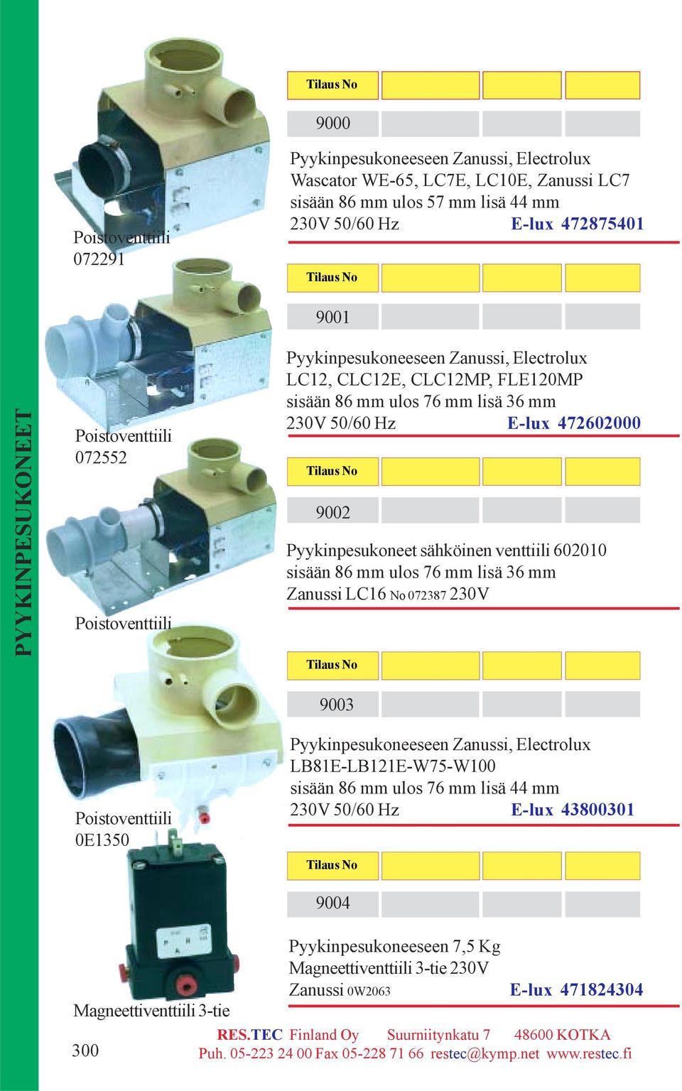 sisään 86 mm ulos 76 mm lisä 36 mm Zanussi LC16 No 072387 230V 9003 0E1350 LB81E-LB121E-W75-W100 sisään 86 mm ulos 76 mm lisä 44 mm 230V