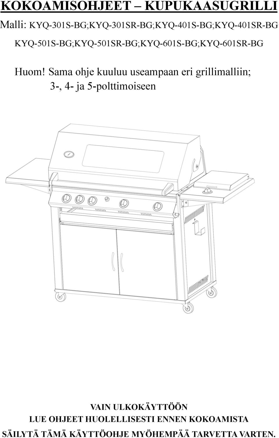 KYQ-501S-BG;KYQ-501SR-BG;KYQ-601S-BG;KYQ-601SR-BG Huom!