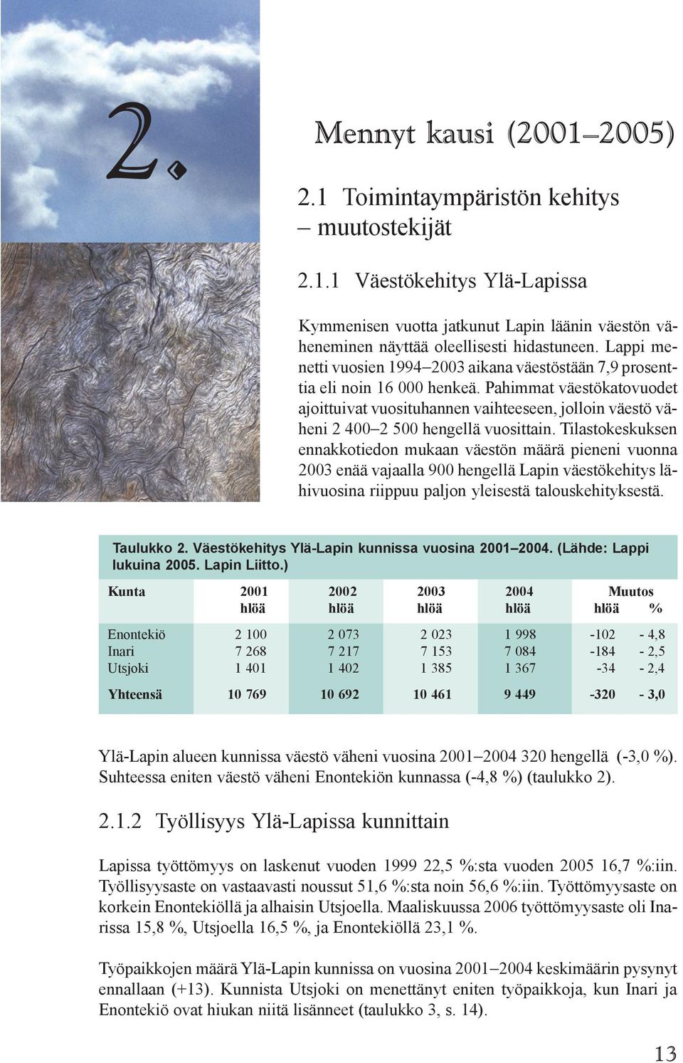 Pahimmat väestökatovuodet ajoittuivat vuosituhannen vaihteeseen, jolloin väestö väheni 2 400 2 500 hengellä vuosittain.