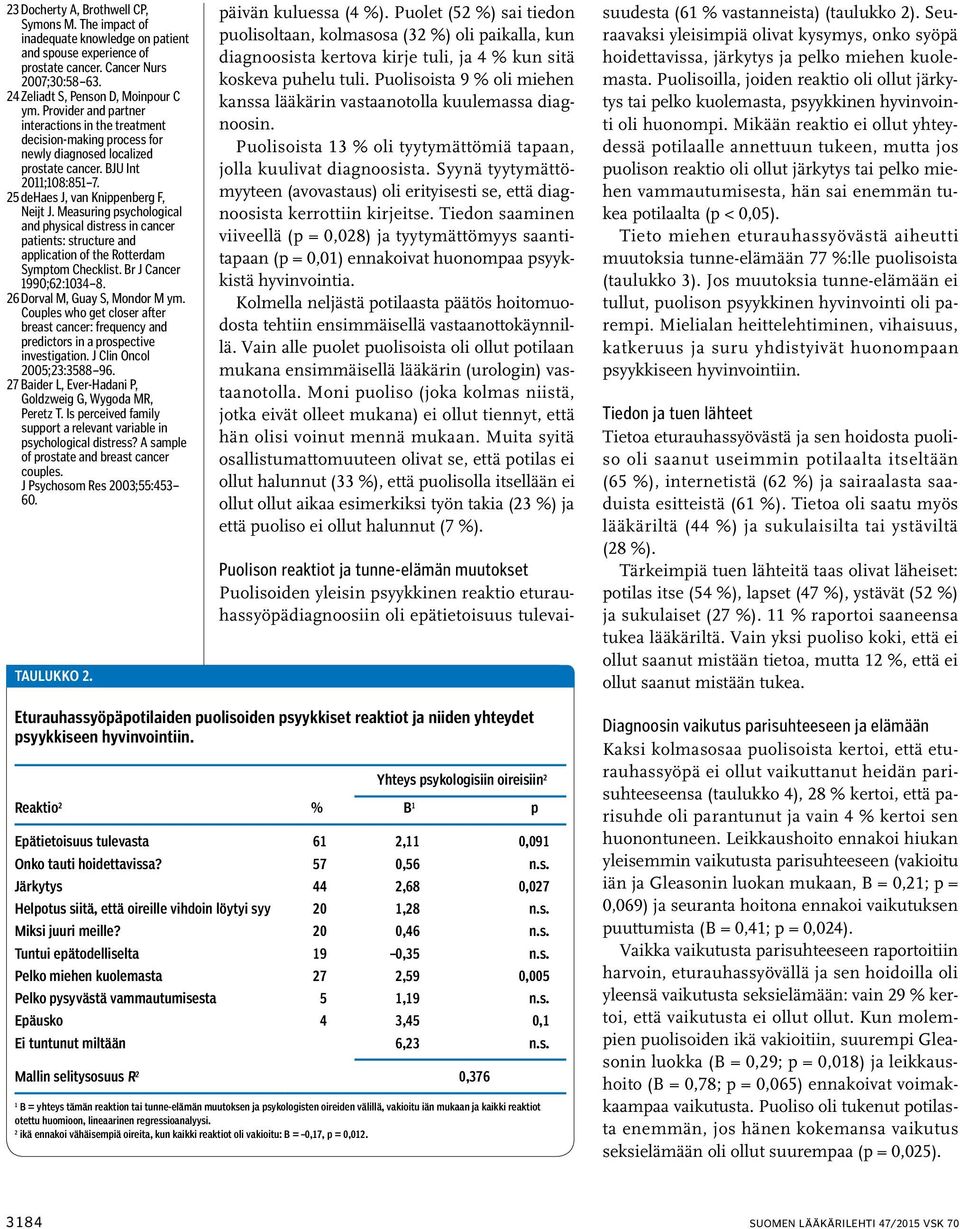 Measuring psychological and physical distress in cancer patients: structure and application of the Rotterdam Symptom Checklist. Br J Cancer 990;62:034 8. 26 Dorval M, Guay S, Mondor M ym.